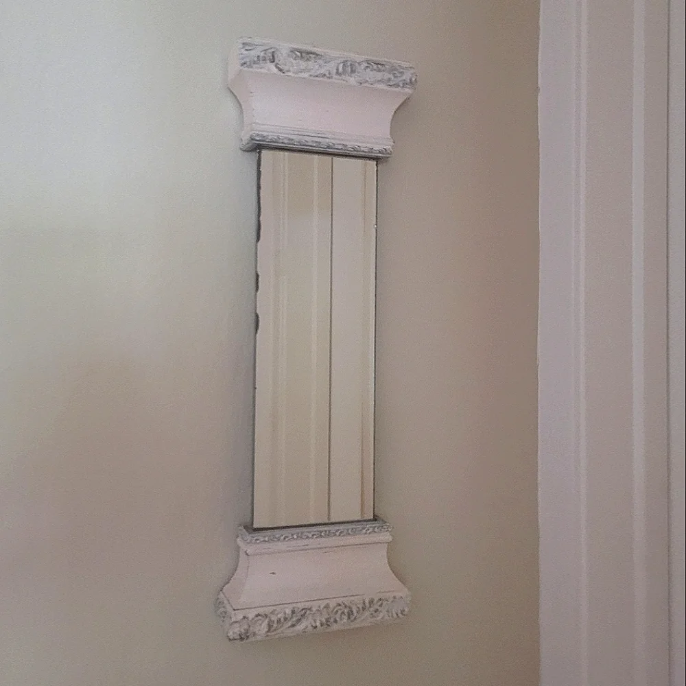 Shabby chic, light pink mirror with pretty detail